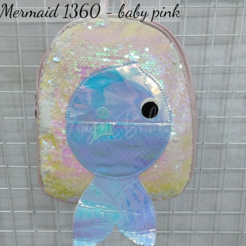 Ransel Mermaid Sequin Usap Ikan Tas Sekolah Import Kecil Anak Perempuan TK