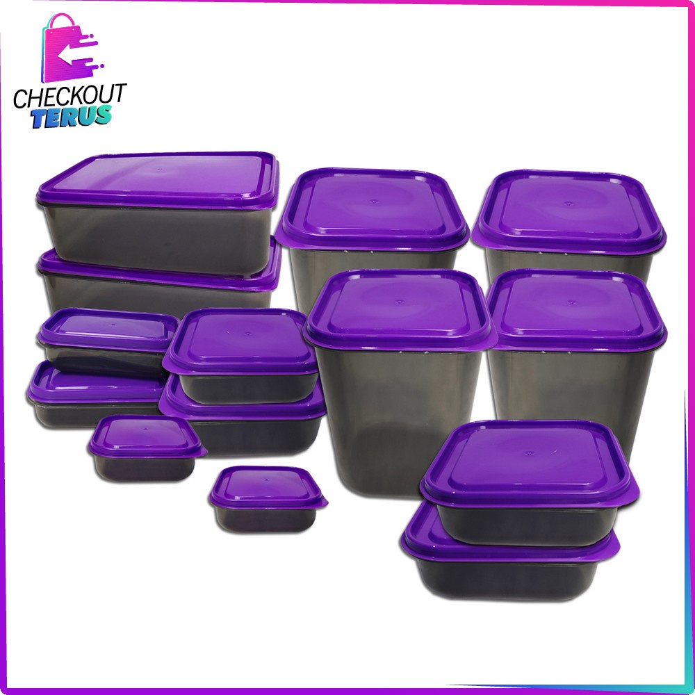 CT C425 Toples Plastik Set isi 14pcs BPA FREE Snack Kontainer Penyimpanan Makanan Food Storage Box Smoke Sealware