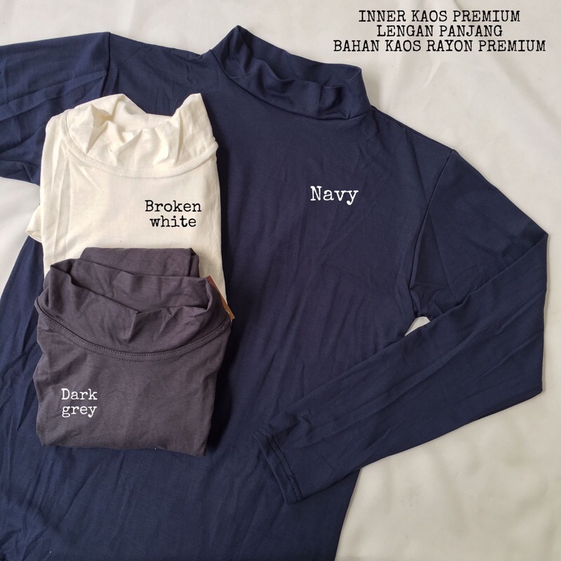 Rayon Manset Premium Jumbo inner manset baju kaos full rayon tebal turtle neck L XL XXL