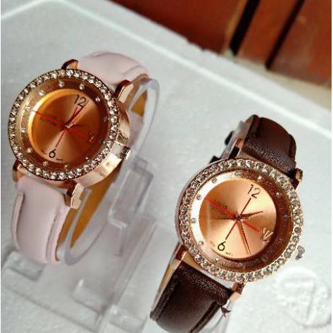 Jam Tangan Wanita LV Kulit Double Permata Terbaru / Jam Tangan Wanita / JAM LV