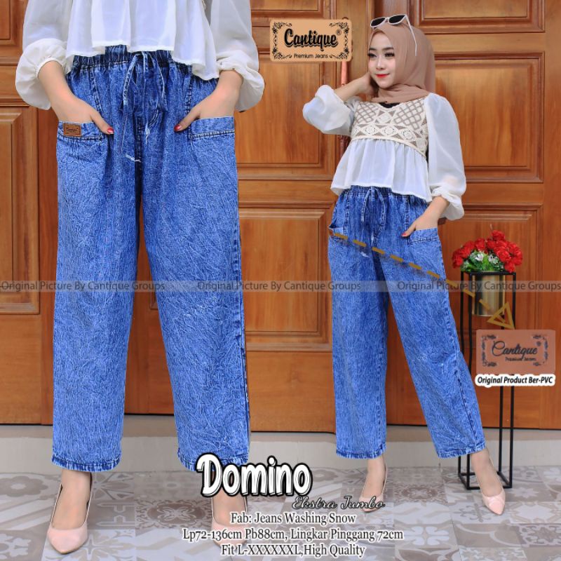 DOMINO EKSTRA JUMBO BY CANTIQUE (BAGGY JEANS WANITA) Celana baggy jeans muslimah modern rekomended