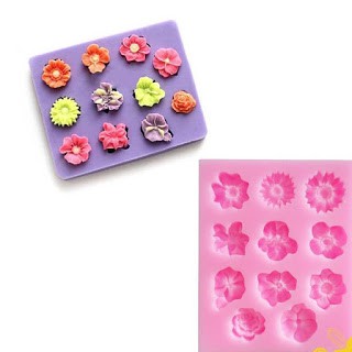 Cetakan Silikon Puding Coklat Bunga kecil campur isi 11