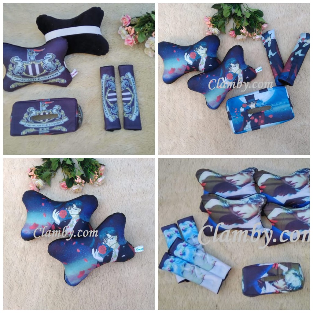 Car set 1 set headrest bantal mobil car seat murah bisa custom foto