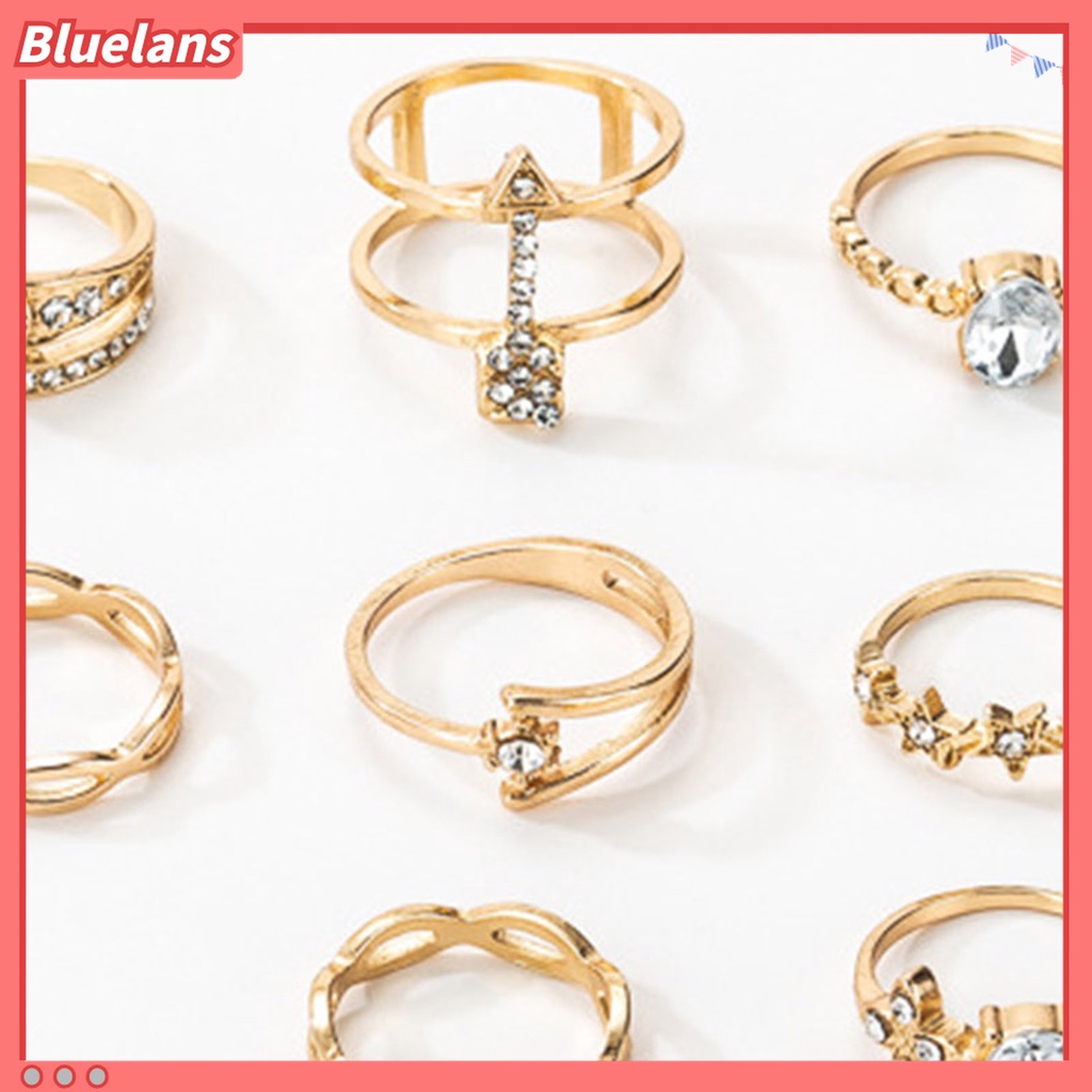 10 Pcs Cincin Berlian Imitasi Bentuk Bintang Bunga Geometris Gaya Bohemia Untuk Aksesoris Perhiasan