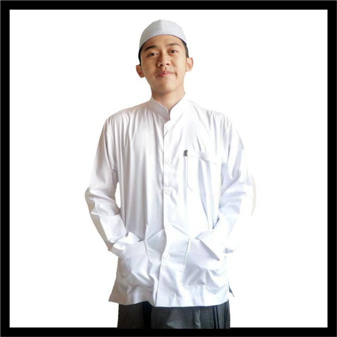 READY-STORE BAJU KOKO PRIA BAJU KOKO MUSLIM BAJU KOKO HAIBAH BAJU KOKO OEMAR 3 - PUTIH, XL