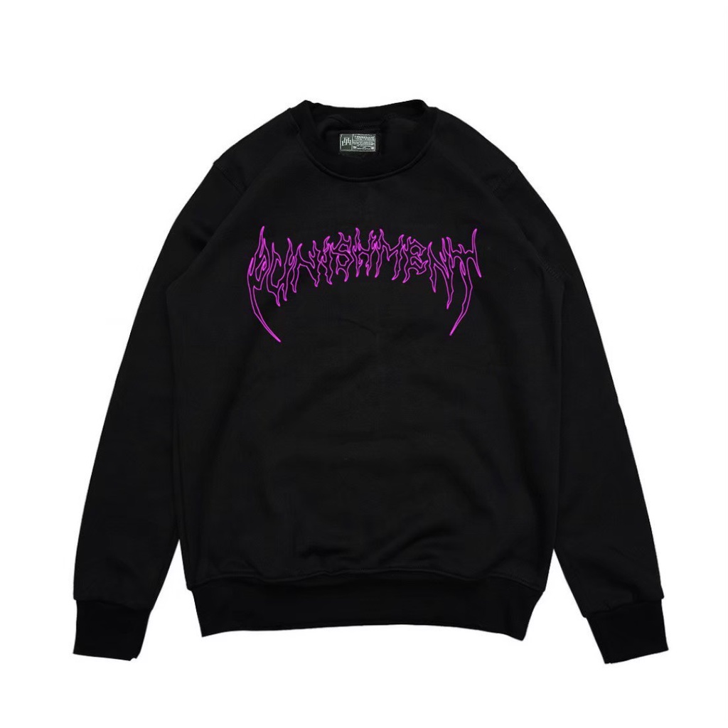 Crewneck Black Motif METAL Simpel Pria dan Wanita Premium Quality