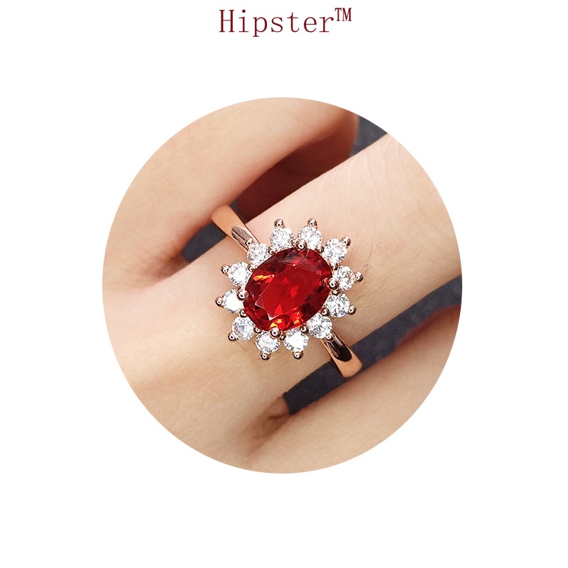 New Hot Fashion Classic Inlaid Full Diamond Ruby Ring