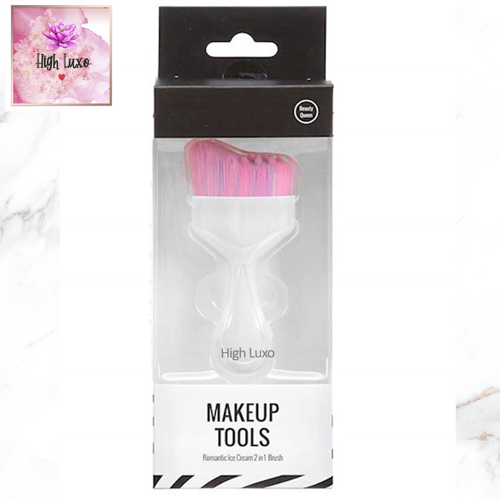 MINISO Romantic Ice Cream 2 in 1 Brush Pink Makeup Make Up Foundation Sponge Applicator Aplikator Ap