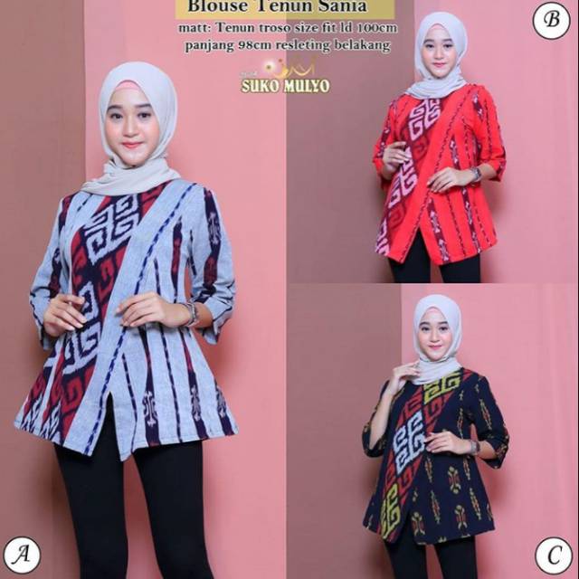 Blus tenun motof toraja original H2 + free masker tenun