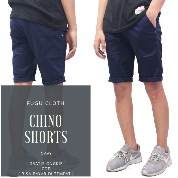  Celana  Chino Short Pants Pendek Navy  Biru  Dongker Model 