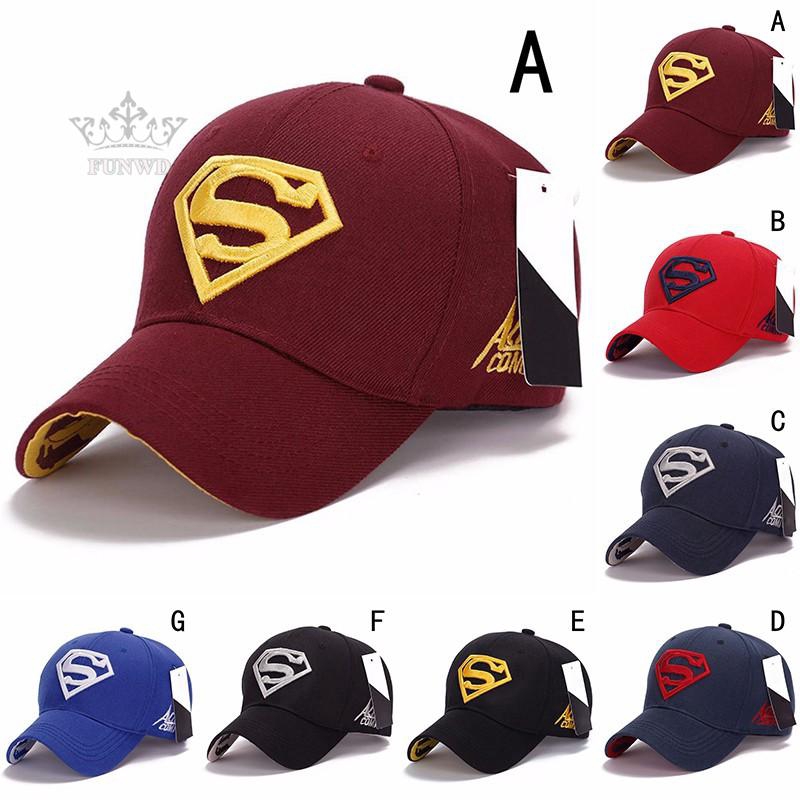 Topi Baseball Brim Lengkung Casua Motif Bordir Simbol Superman untuk