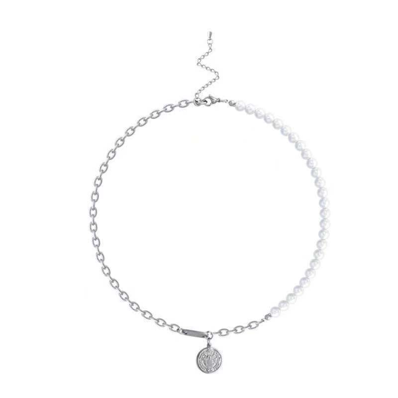 Kalung 2021new wanita in trendy hip-hop niche desain gaya dingin kalung kalung mutiara aksesoris bar