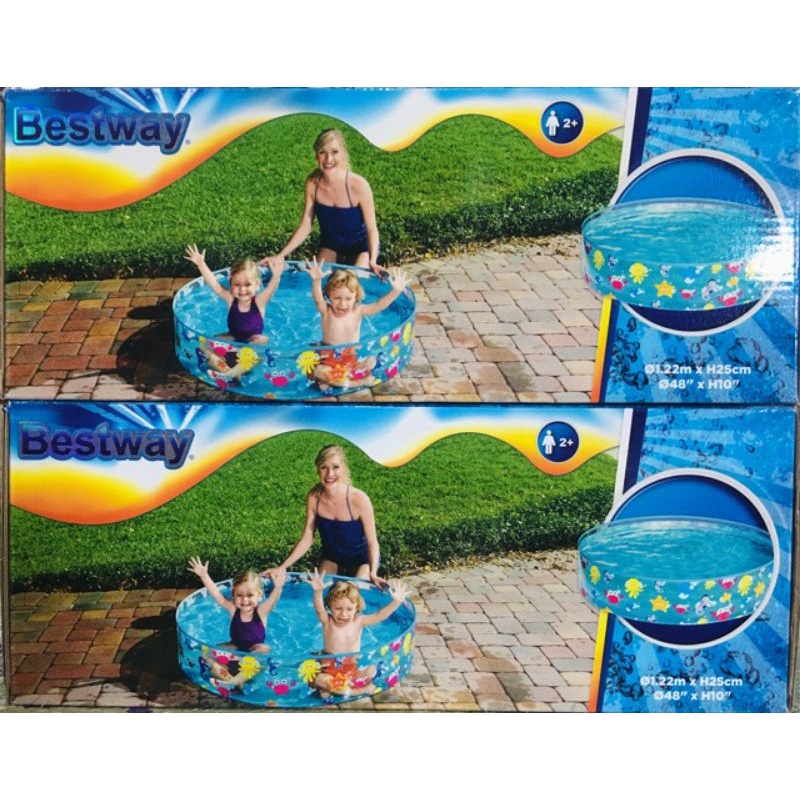 Kolam Renang Tanpa Tiup Tanpa Pompa BESTWAY 55028 Fill n Fun Sparkling Sea Pool 122cm