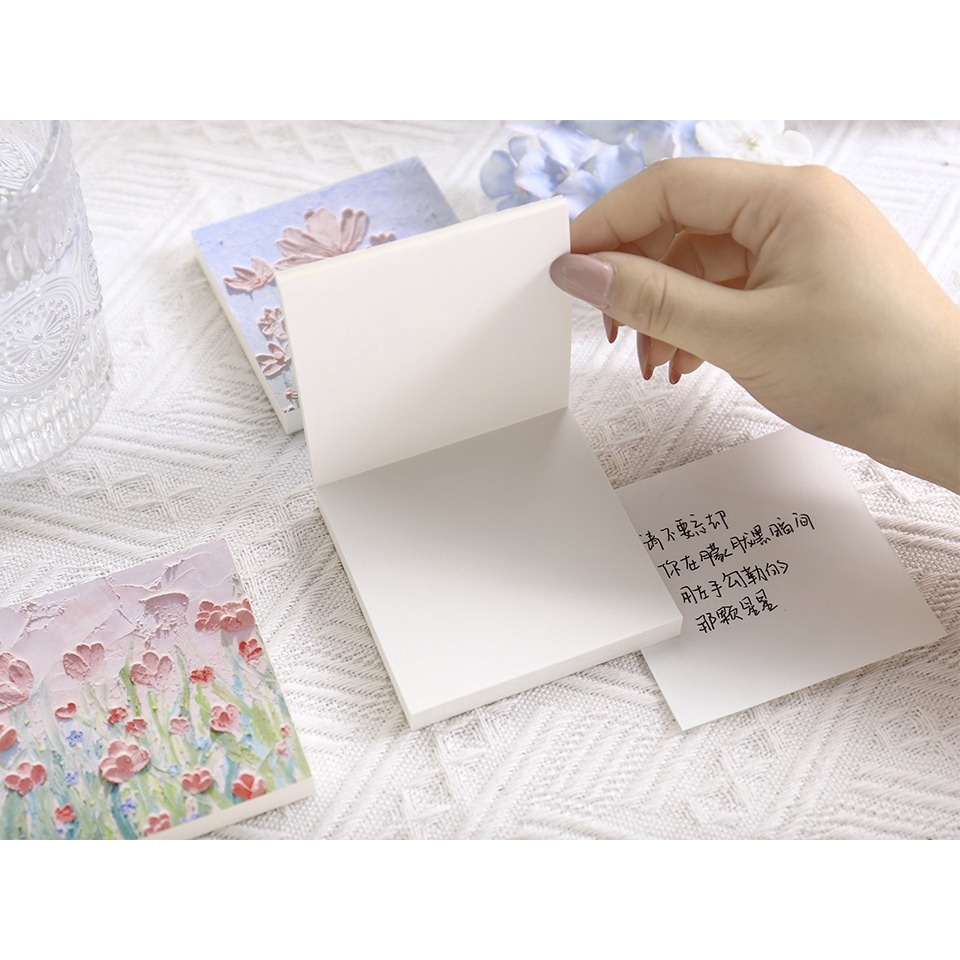 Flower Painting Square Memopad Aesthetic