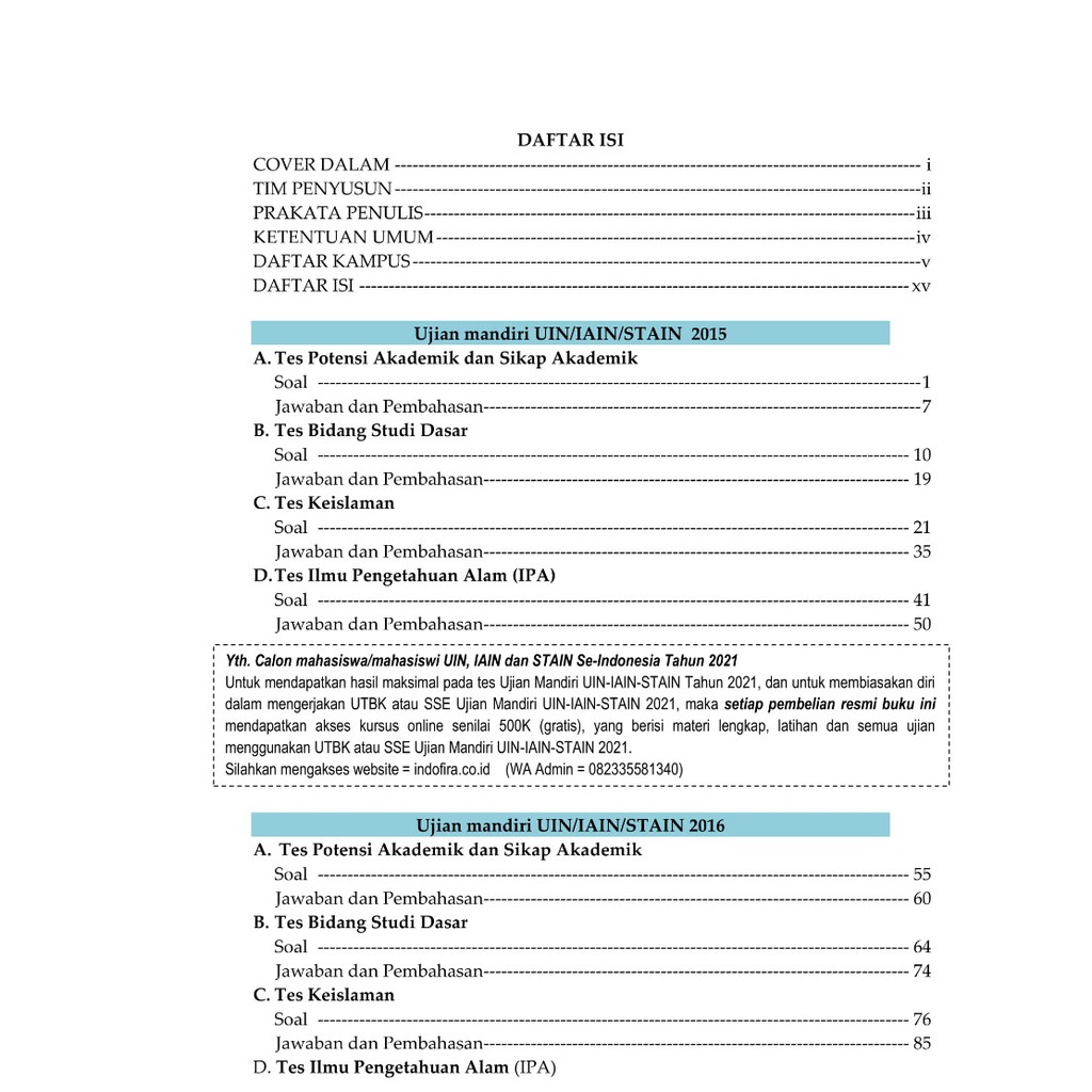 Kisi Kisi Ujian Mandiri Uin Walisongo / Buku Ujian Mandiri ...