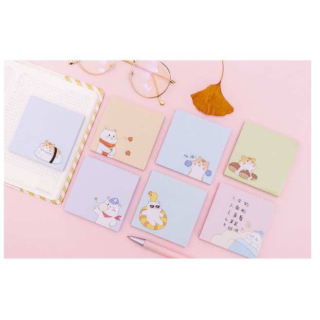 J2 - Sticky Notes Hamster Beruang Bear Lucu Memo Unik Note-3