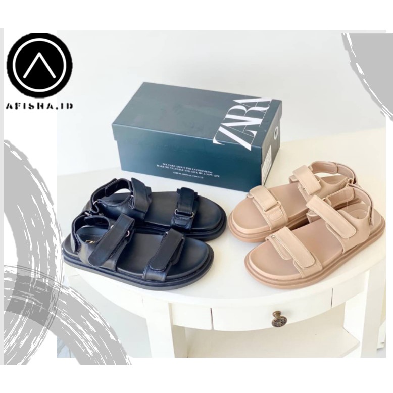Zara Double Buckle Strap Platform Sandal Sepatu FREE BOX