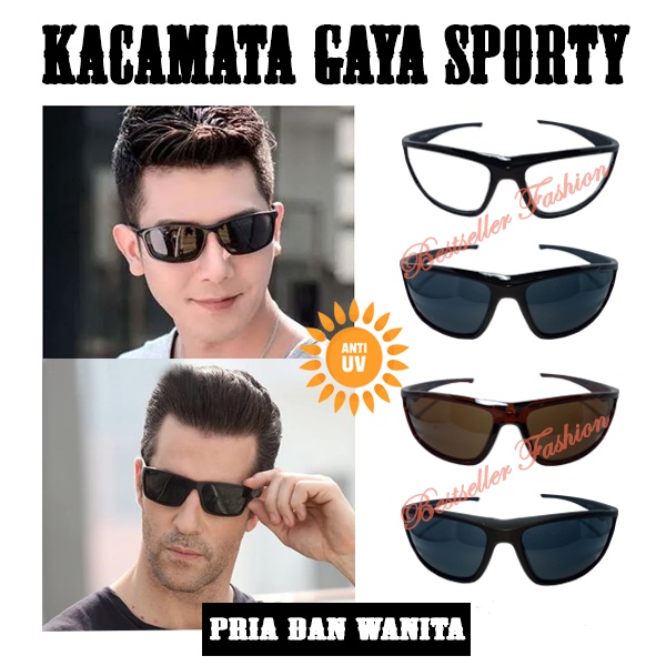 Kacamata Fashion Pria Khusus Kacamata Sporty Anti UV Telaris Populer Cod Kacamata Hitam Outdoor Unisex