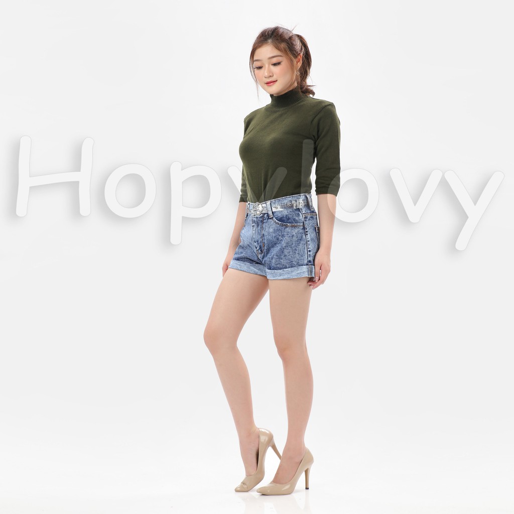 HOPYLOVY Celana Pendek Jeans Wanita Hotpants Spring Lipat Korea Hot Pants Snow