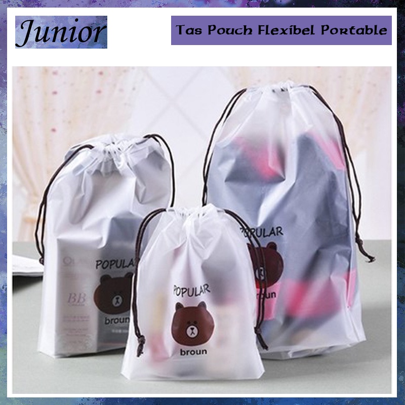 Travel Pouch Organizer Bag Tas Serut Tempat Penyimpanan Alat Make Up