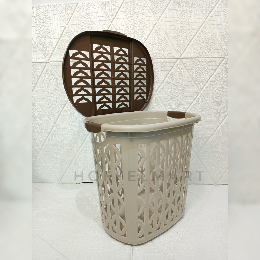 Keranjang Baju Laundry Basket Coklat Cream