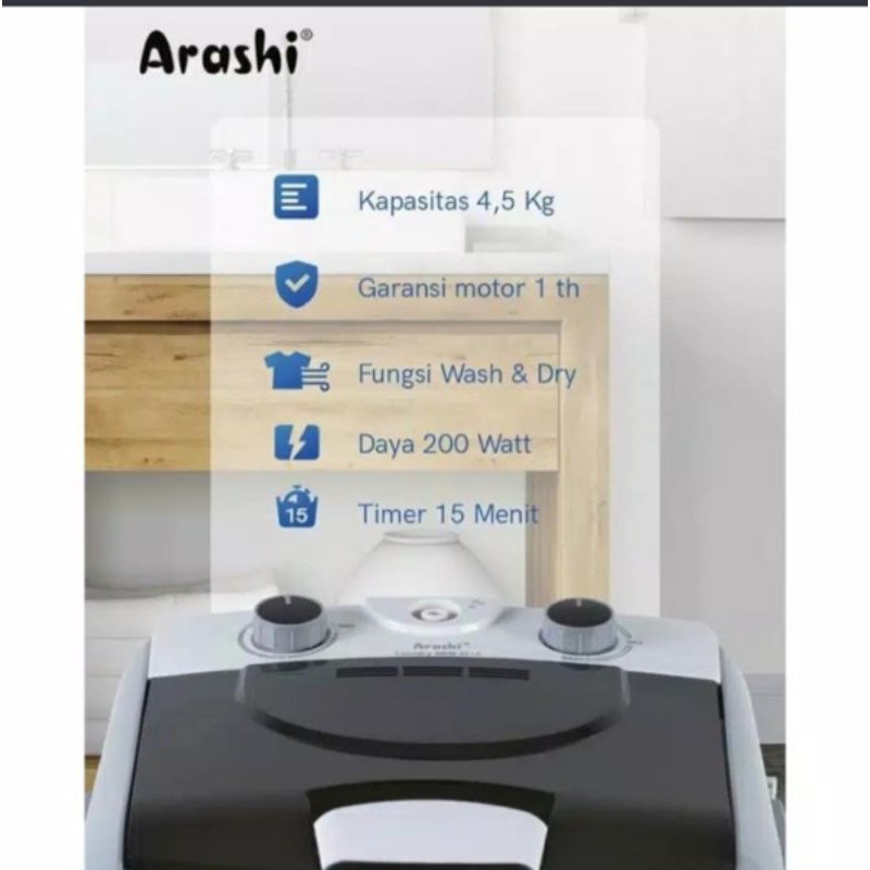MESIN CUCI MINI ARASHI AWM 451A MESIN CUCI MINI