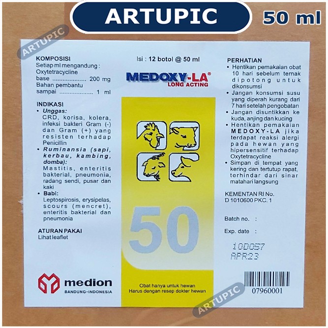 Medoxy-LA 50 ml Obat OTC crd korisa snot kolera ayam unggas babi