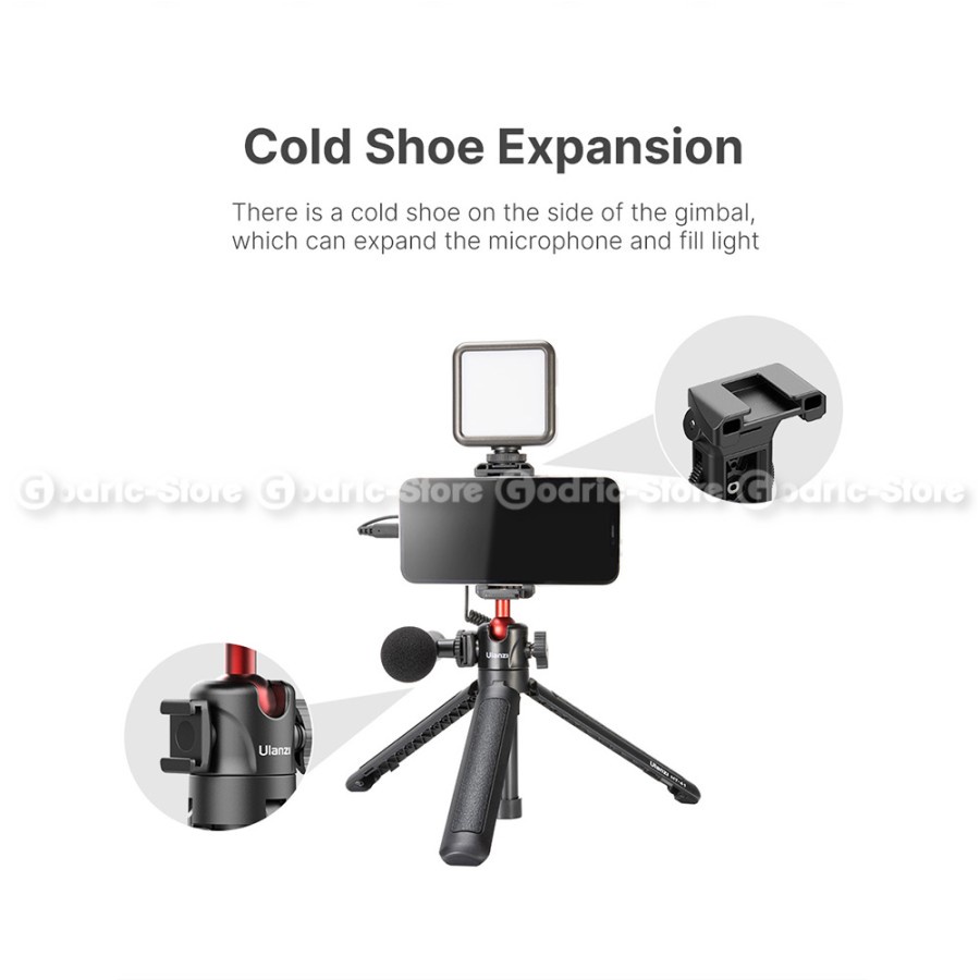 ULANZI MT-41 Tripod Vlog Folding Clip for Camera &amp; HP with Cold Shoe