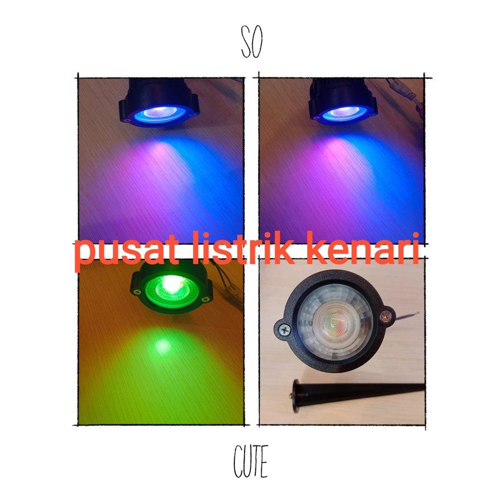 lampu sorot taman RGB 5W COB Warna Warni lampu sorot patung lukisan