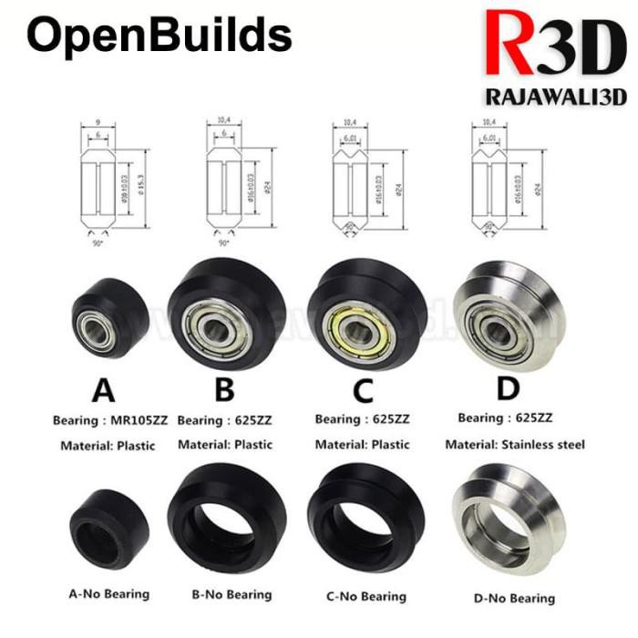 OpenBuilds CNC V-Slot POM Delrin V Wheel V-Wheel Dual W 625zz Bearing