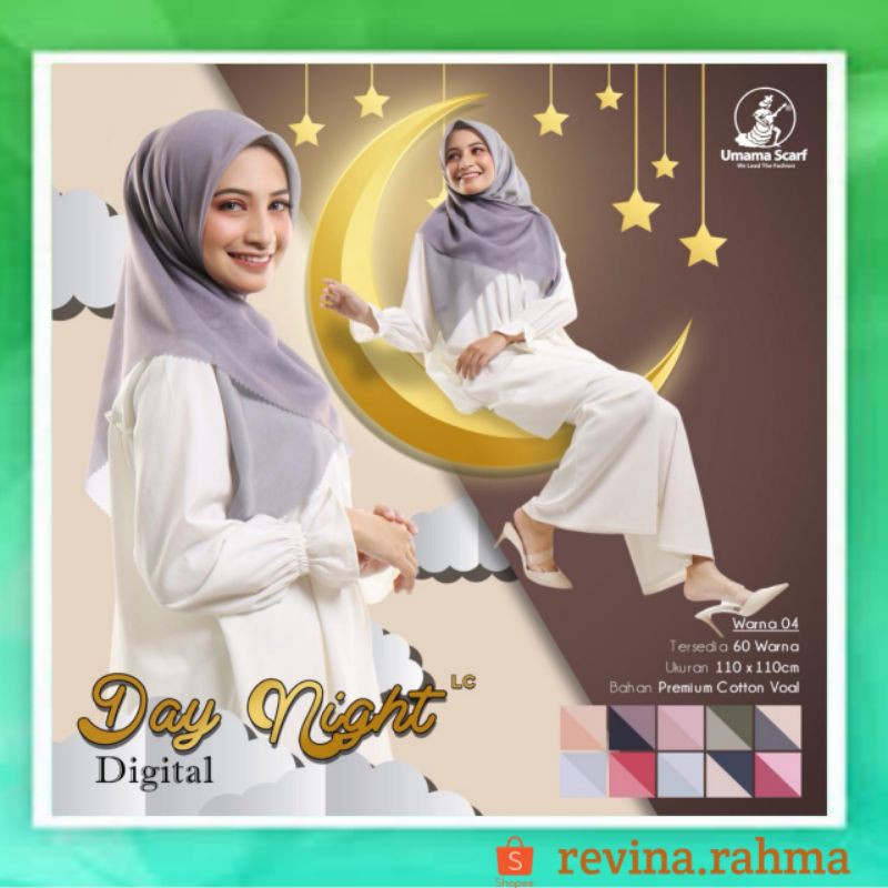 Hijab Segiempat Umama Scraft Day Night Digital LC Limited Edition Super premium 100% Poduk ORIGINAL