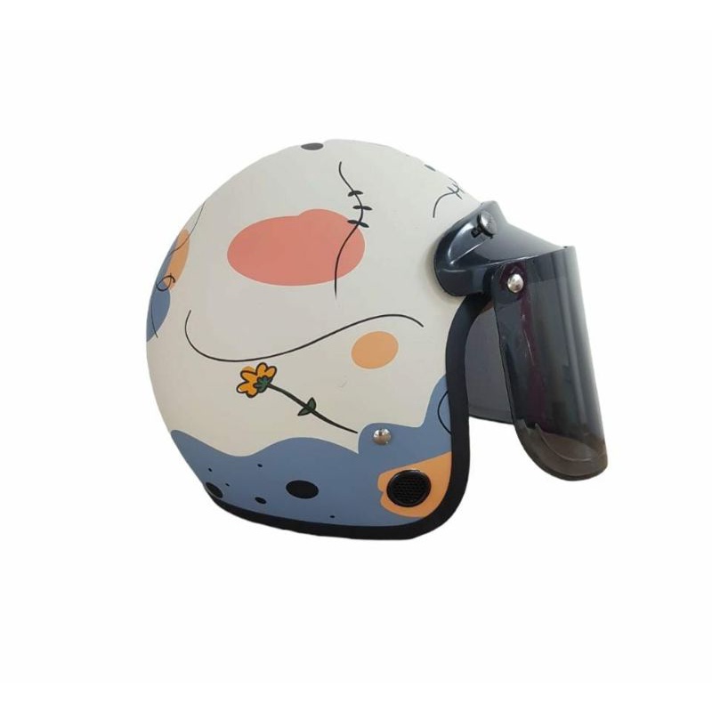 Helm Bogo Retro ANT motif+ kaca helm