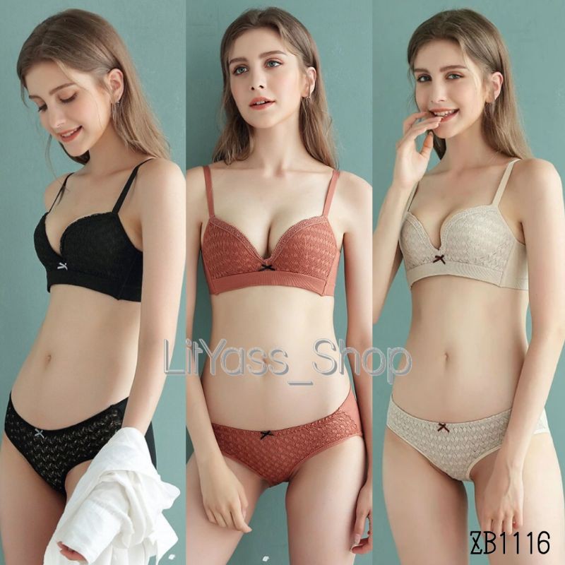 Sexy Bra Set Seksi Ribbed Texture Baju Dalam Wanita Pakaian Dalam Wanita Dalaman Wanita Underwear