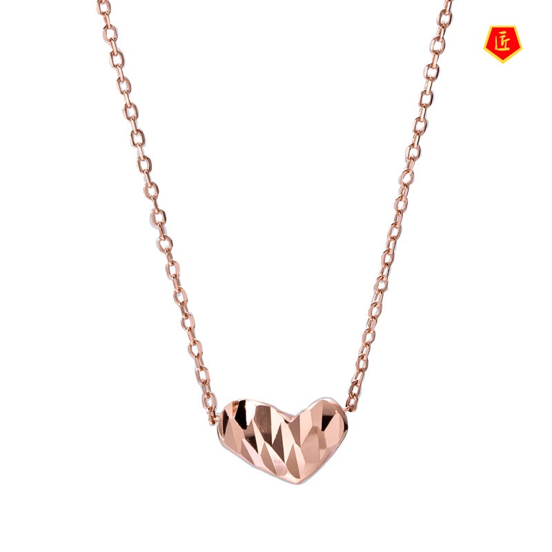 [Ready Stock]925 Silver Heart-Shaped Necklace Simple Temperament Rose Gold Pendant