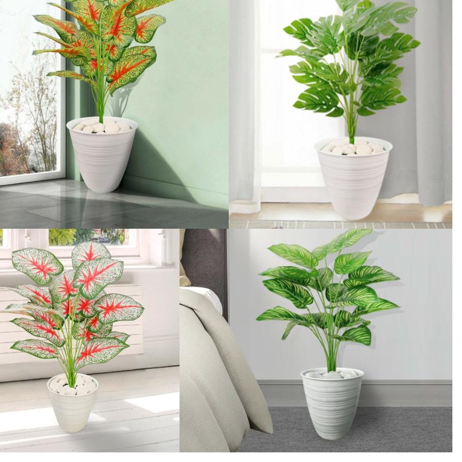 ➦ TANAMAN JUMBO ARTIFICIAL DENGAN POT TAWON Pirus Bunga Artifisial Monstera Keladi Zebra Hiasan Tama