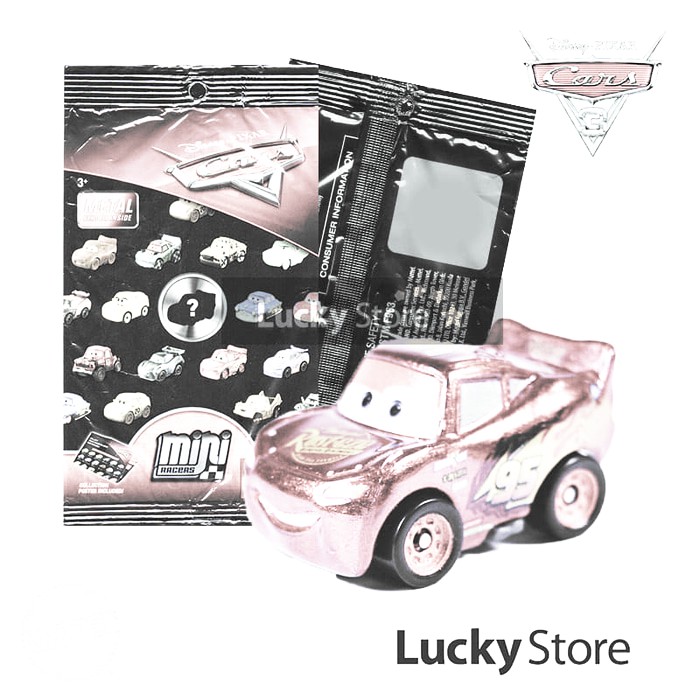 STOK TERBATAS  Diecast Disney Cars Mini Racer Mattel - Metallic Lightning McQueen #28