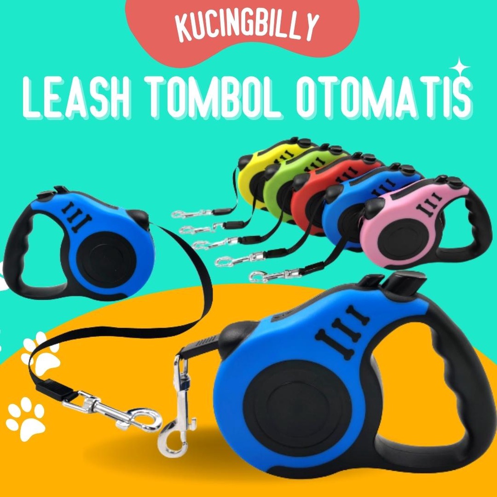 Leash tombol otomatis tali tuntun kucing anjing