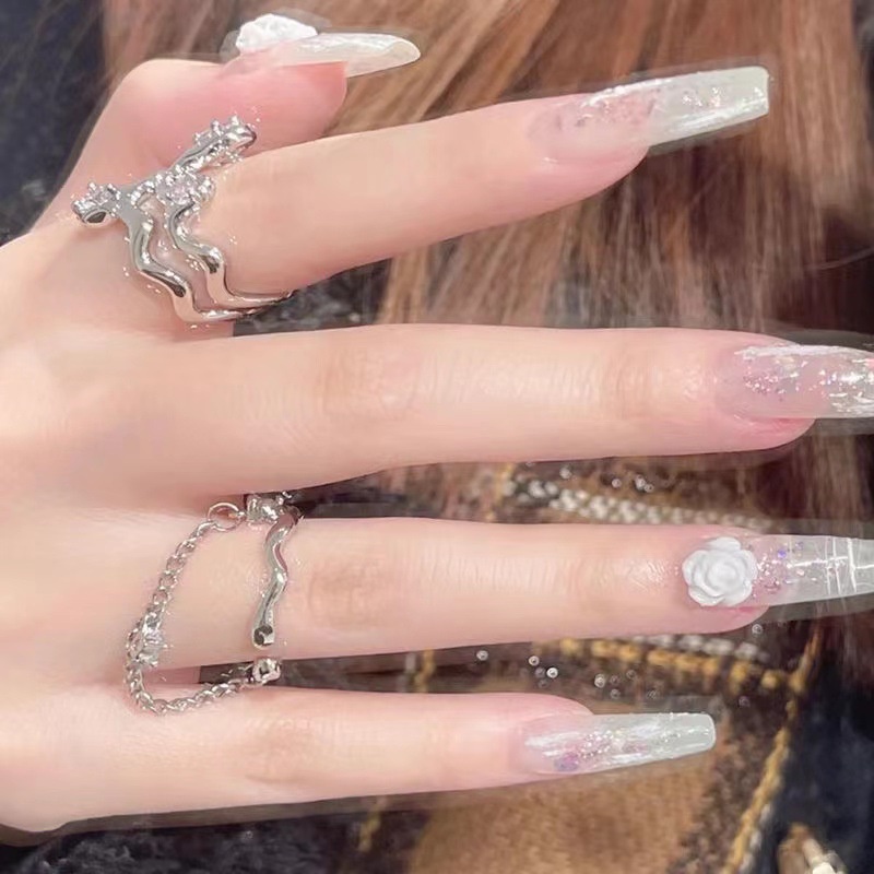 Cincin Model Terbuka Desain Ombak Gaya Koreaunikmewah Adjustable Untuk Wanita