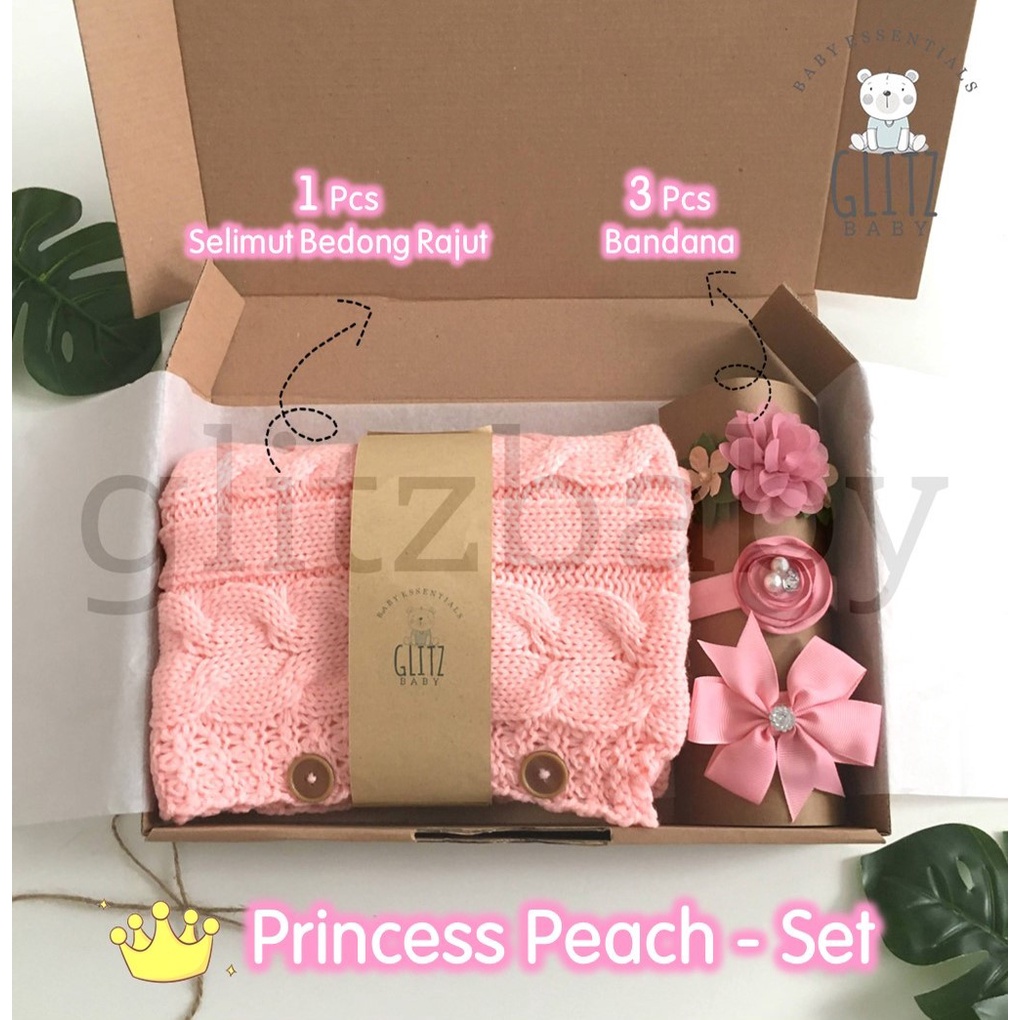 Gift Set Hampers Bayi Perempuan Kado Lahiran Newborn - Glitz Baby Glitzaksesoris-Princess Peach - A