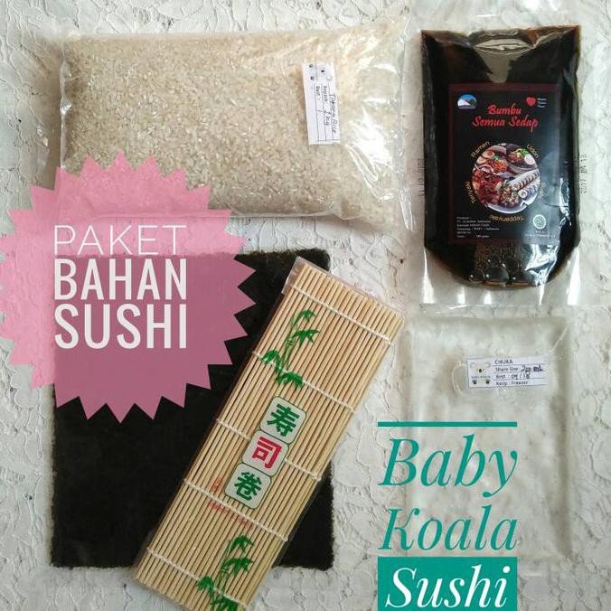 

BERAS- PAKET 1 BAHAN DASAR SUSHI | NORI, MAKISU, BERAS, CUKA SEASONING, SHOYU - SHOYU KIKKOMAM