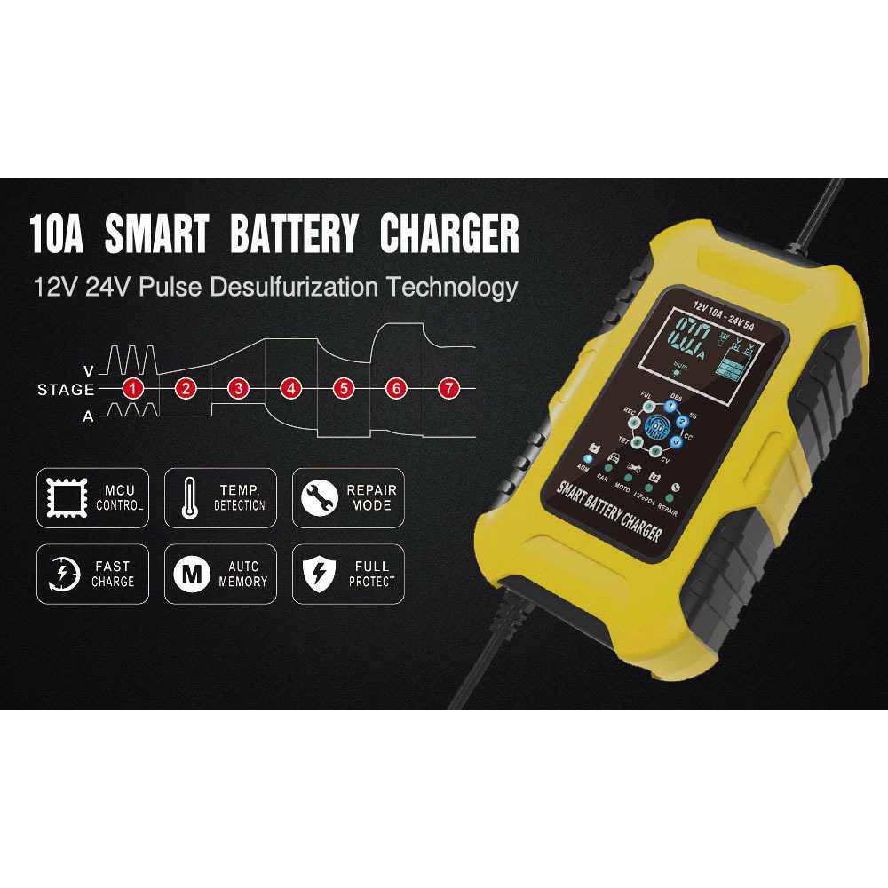 FOXSUR Charger Cas Aki Mobil Motor Kapal 12/24V 10A 6-180 Ah - FBC122410D