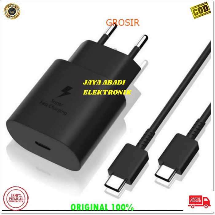 J117 SAMSUNG ORIGINAL 3A ADAPTOR 25 WATT CAS CASAN SUPER FAST CHARGING USB TYPE C TIPE C CHARGER CHARGE FLASH TRAVEL ADAPTER MULTI QUICK GALAXY NOTE MULTI GADGET BISA SEGALA GADGET YANG MENGGUNAKAN TYPE C KABEL SUPPORT FAST CHARGING HARGA TERJANGKAU