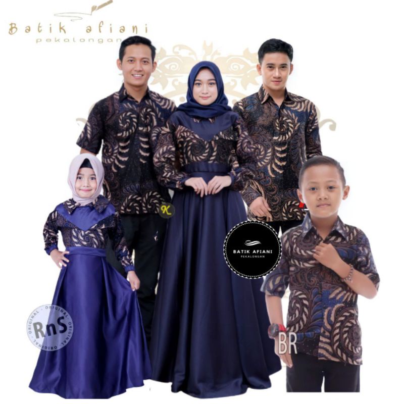 Bisa Pisah Batik Couple Keluarga Sania Ruffle Ori Ndoro Jowi TERMURAH Velvet Navy Original Afiani - Baju batik Keluarga Sarimbit Ayah Ibu Dan Anak - Batik