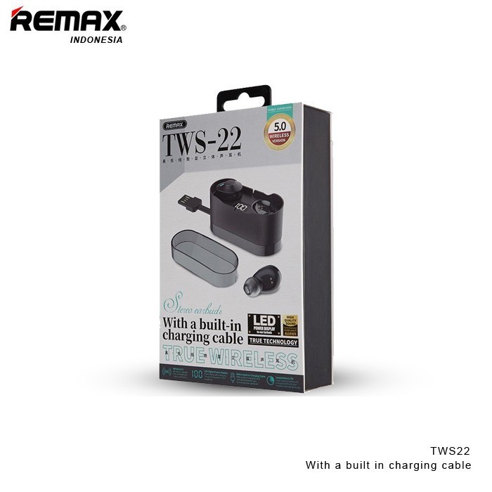 Remax True Wireless Stereo Earbuds Headset With Digital Display TWS-22 earphone