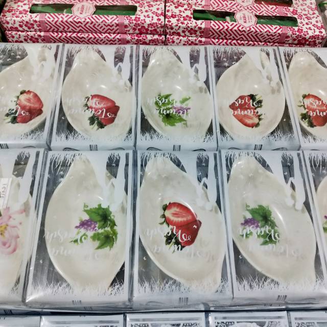 (ISI 20) BRO SOUVENIR MANGKOK PERAHU MELAMIN KECIL BUNGKUS MIKA BUNGA BUAH MURAH