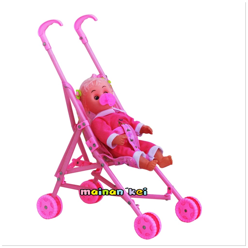 MAINANKEI MAINAN BONEKA STROLLER MAINAN DORONGAN BONEKA ANAK MAINAN BONEKA BISA NANGIS