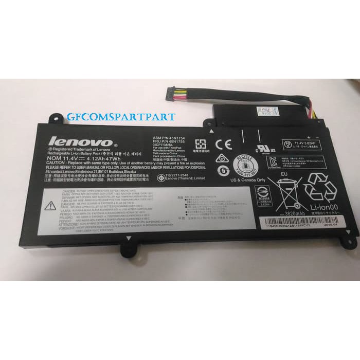 Original Baterai Laptop IBM Lenovo Thinkpad E450 E450C, E455, E460 E460C Series/ 45N1752, 45N1753