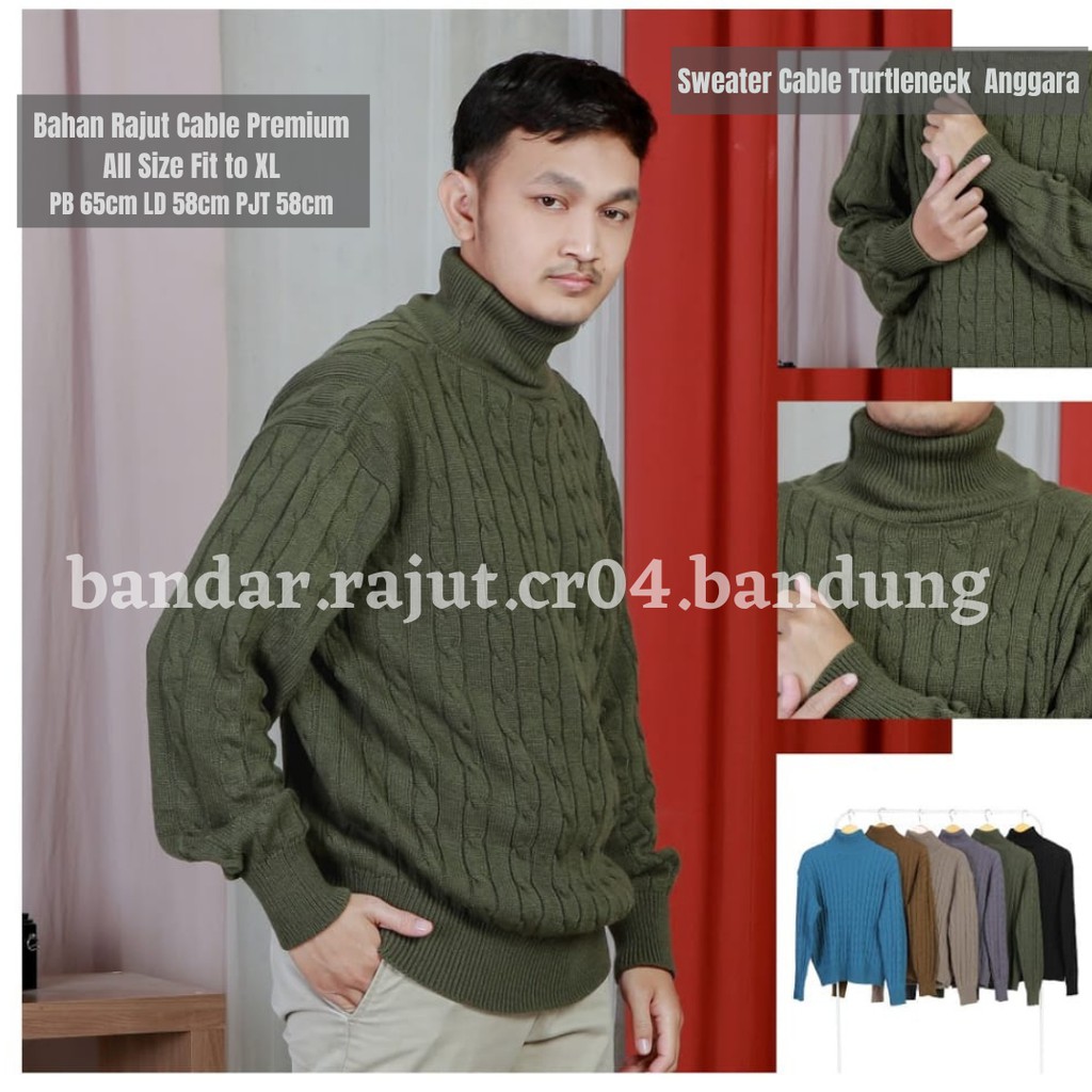 Sweater Rajut Cable Turtleneck Anggara 7 Gate Branded