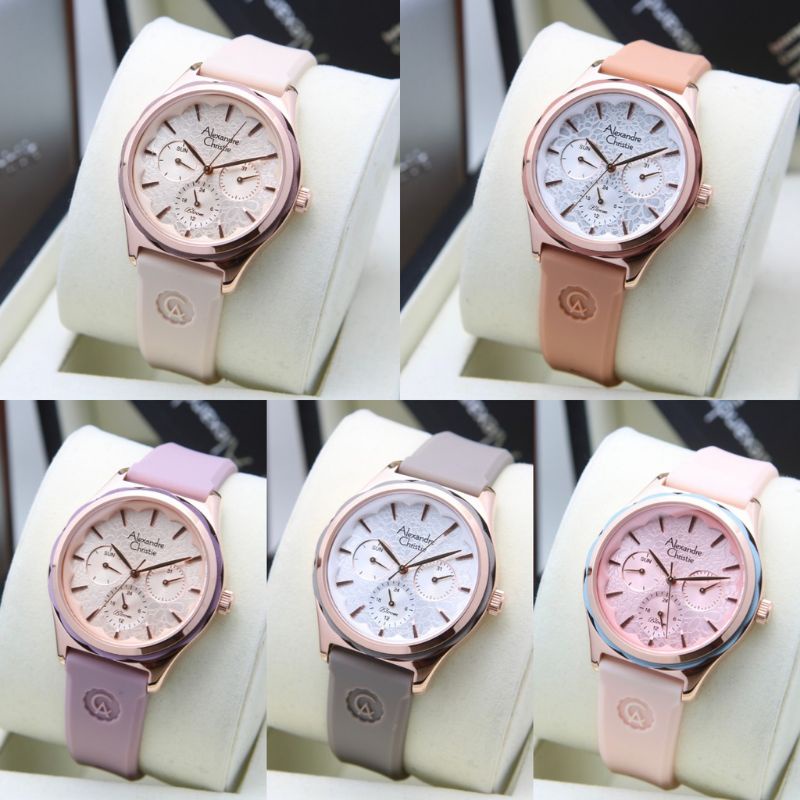 JAM TANGAN WANITA ALEXANDRE CRISTI AC2944/Ac2944 RUBBER ORIGINAL