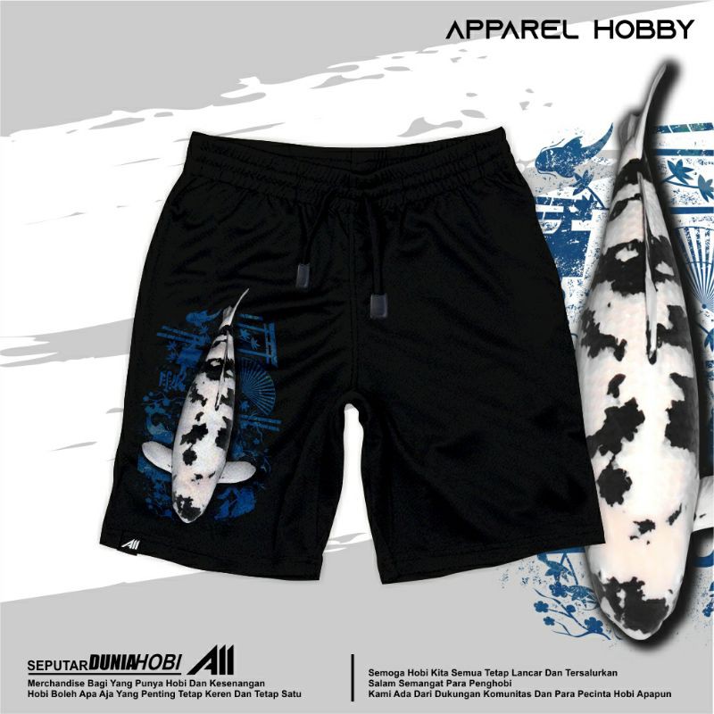 celana pendek ikan koi shiro